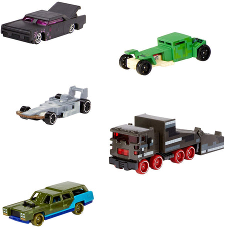 Hot Wheels Minecraft Character Vehicle 5-Pk Collector Set, 1:64 Scale Collectible Cars and Trucks for Play and Display, Gift for Kids Age 3 and Older [Amazon Exclusive]