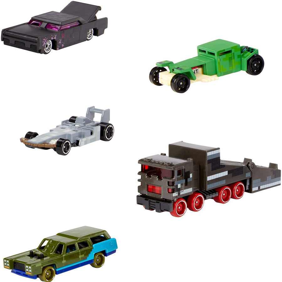 Hot Wheels Minecraft Character Vehicle 5-Pk Collector Set, 1:64 Scale Collectible Cars and Trucks for Play and Display, Gift for Kids Age 3 and Older [Amazon Exclusive]