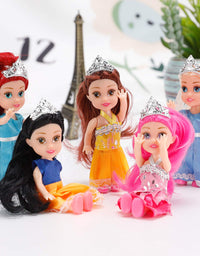 Liberty Imports 6 PCs Miniature Pocket Princess Dolls with Dresses Girls Play Set Collection (4.5-Inches)
