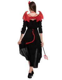 Spooktacular Creations 5 Pieces Halloween Devil Costume Set with Red Devil Wings, Devil Pitchfork, Bow Tie, Sequin Devil Horn Headband, and Devil Tail Demon Costume Accessories for Cosplay Party
