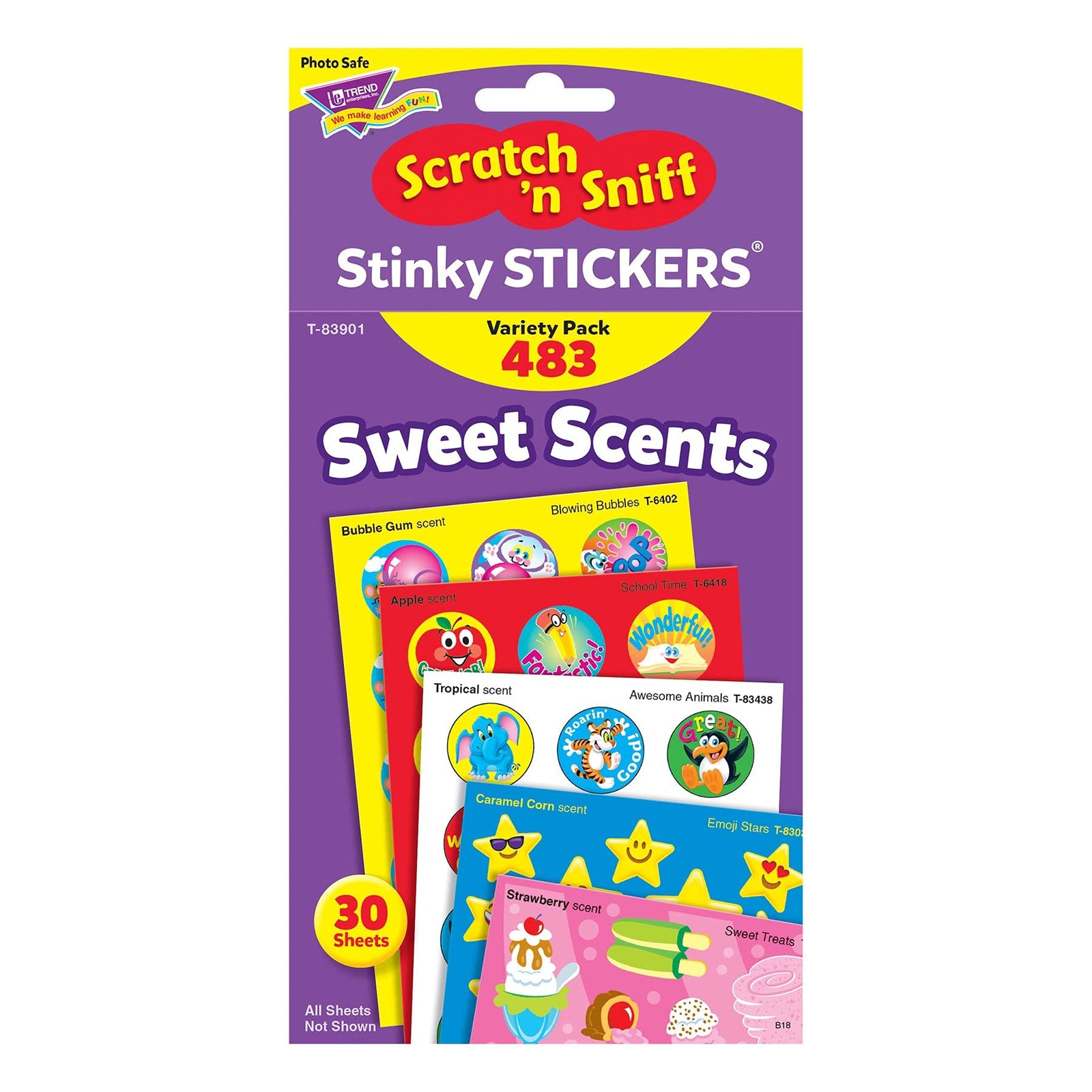 TREND ENTERPRISES, INC. Sweet Scents Variety Pack of Scratch 'n Sniff Stickers, 480 Count, Multi (T-83901)