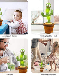 WISMAT Dancing Cactus Toy - 120 Songs Singing, Talking, Record & Repeating What You say Electric Cactus, Wiggle Mimicking Parrot Sunny Cactus Plush Toy, LED Light for Home Decor & Babies Interaction
