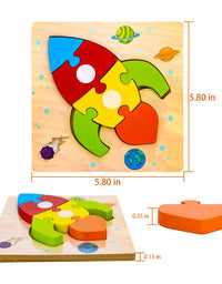 SKYFIELD Wooden Vehicle Puzzles for 1 2 3 Years Old Boys Girls, Toddler Educational Developmental Toys Gift with 6 Vehicle Baby Montessori Color Shapes Learning Puzzles, Great Gift Ideas
