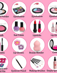 Kids Washable Makeup Girls Toys - Real Make Up Set Washable Make up Kit for Toddler Kids Girl Children Princess Pretend Play Christmas Birthday Gift Toys for Girl Aged 3 4 5 6
