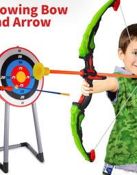 CAPTAIN CHAOWING Bow and Arrow for Kids, Archery Toy Set, 2 Bows & 1 Blowing Bow & 12 Arrows & 5 Quivers & Standing Target, Outdoor Toys for Children Boys Girls
