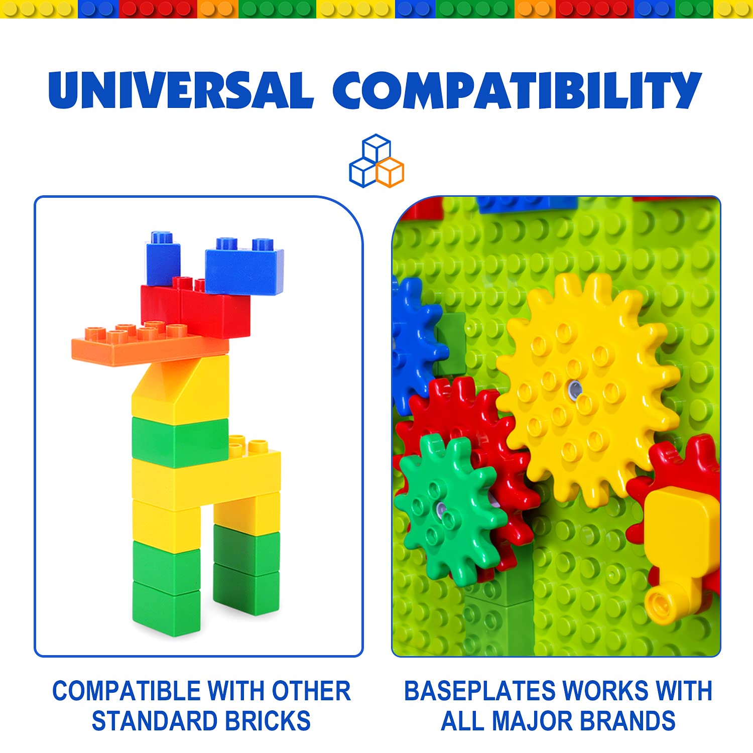 Building Blocks for Kids Toddlers Including a Baseplate, 101-piece Large Classic Building Bricks Set for Kids of All Ages, Basic STEM Toys Gift, Compatible with All Major Brands