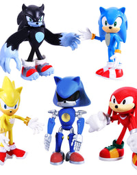 Max Fun Sonic The Hedgehog Action Figures with Movable Joint Playsets Toys, 4.7'' Tall Cake Toppers Kids Gift (Pack of 5)
