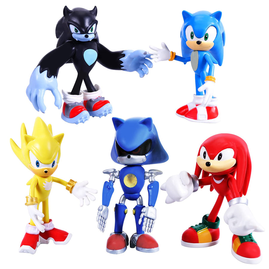 Max Fun Sonic The Hedgehog Action Figures with Movable Joint Playsets Toys, 4.7'' Tall Cake Toppers Kids Gift (Pack of 5)