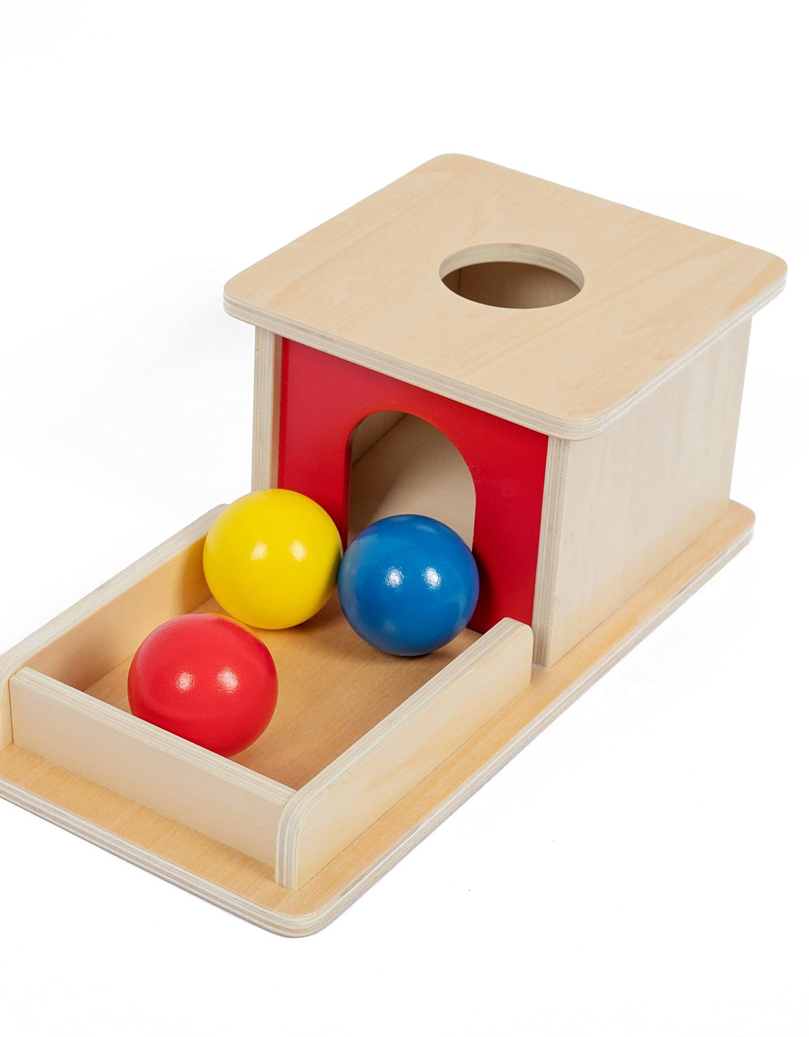 Adena Montessori Object Permanence Box with Tray Three Balls Montessori Toys for 6-12 Month Infant 1 Year Babies Toddlers