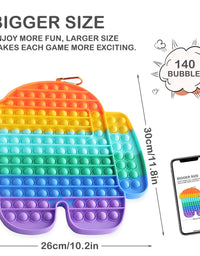 Big Size Pop Push Bubble Fidget Sensory Toy, Jumbo Rainbow Silicone Fidget Poppers, Anxiety Stress Toys Reliever Children Puzzle Game Toy Gift for Adults Kids (Rainbow)
