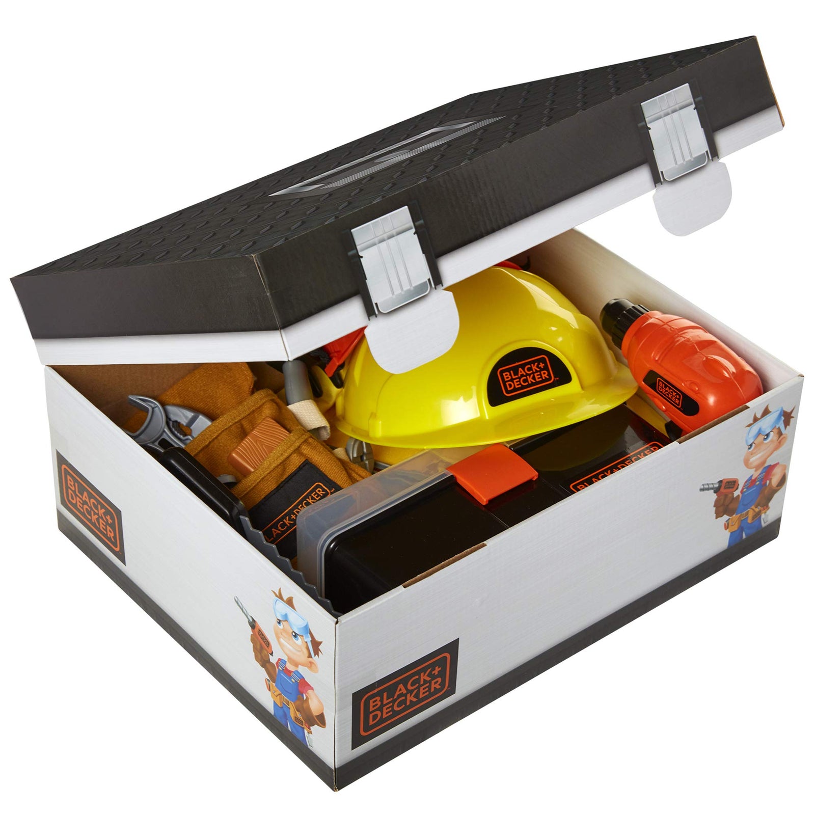 BLACK+DECKER Kids Tool Set Pretend Play Trunk with Tool Box, Construction Vest & Hard Hat – 22 Piece Set [Amazon Exclusive]