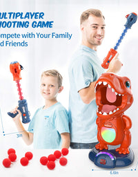 Movable Dinosaur Shooting Toys for Kids Target Shooting Games with 2 Air Pump Gun, Party Toys with Score Record, LED & Sound, 48 Foam Balls Electronic Target Practice Toys Gift for Boys and Girls
