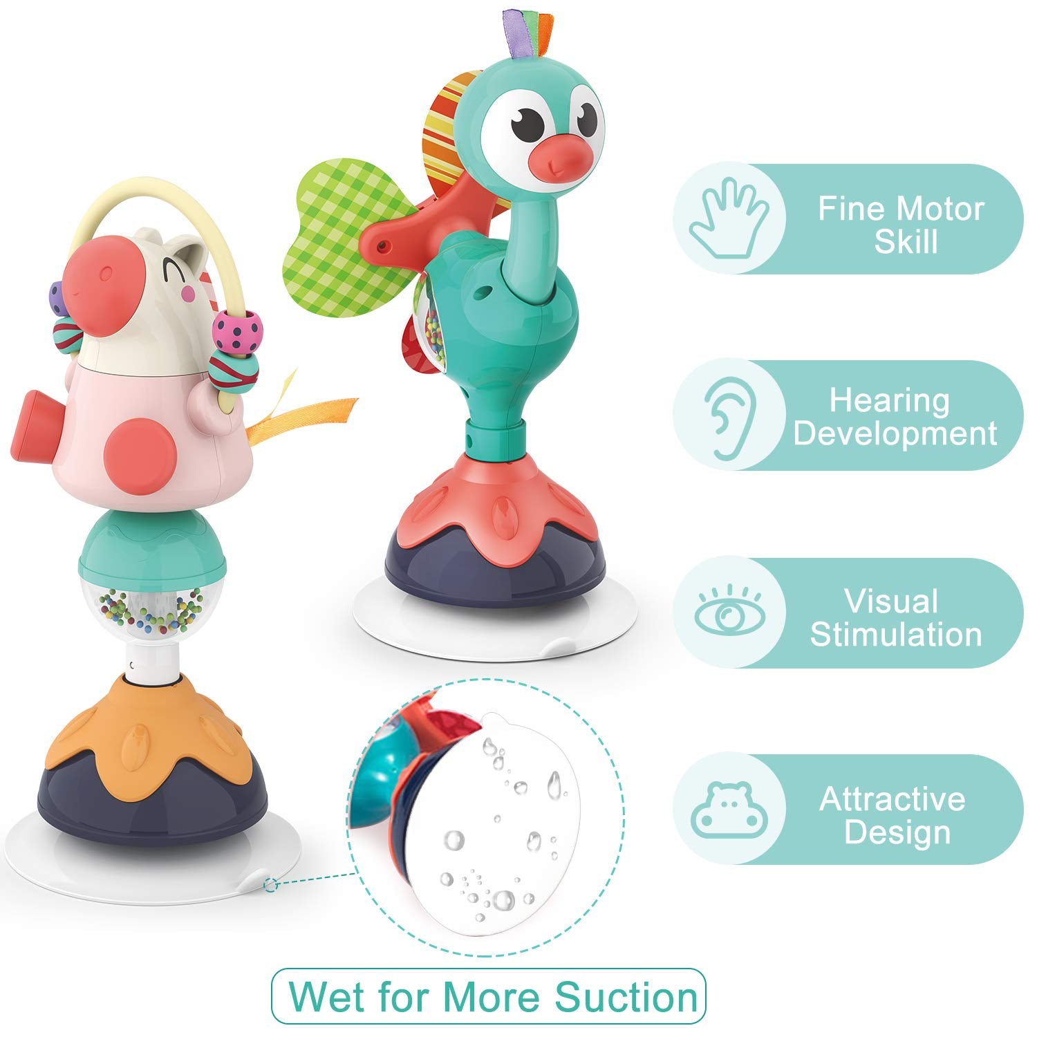 iPlay, iLearn Baby Rattles Set, Infant High Chair Toys W/ Suction Cup, Grab N Spin, Interactive Development Baby Tray Toy, Newborn Gifts for 6, 9, 12, 18, 24 Months, 1 2 Year Olds, Boys Girls Kids