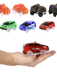 Tracks Cars Replacement only, Toy Cars for Most Tracks Glow in The Dark, Racing Car Track Accessories with 5 Flashing LED Lights, Compatible with Most Tracks for Kids Boys and Girls(3pack)
