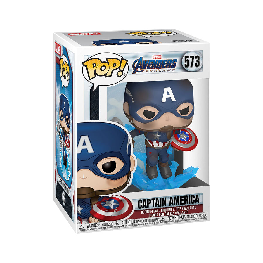 Funko Pop! Marvel: Avengers Endgame - Captain America with Broken Shield & Mjoinir,Multicolor,3.75 inches