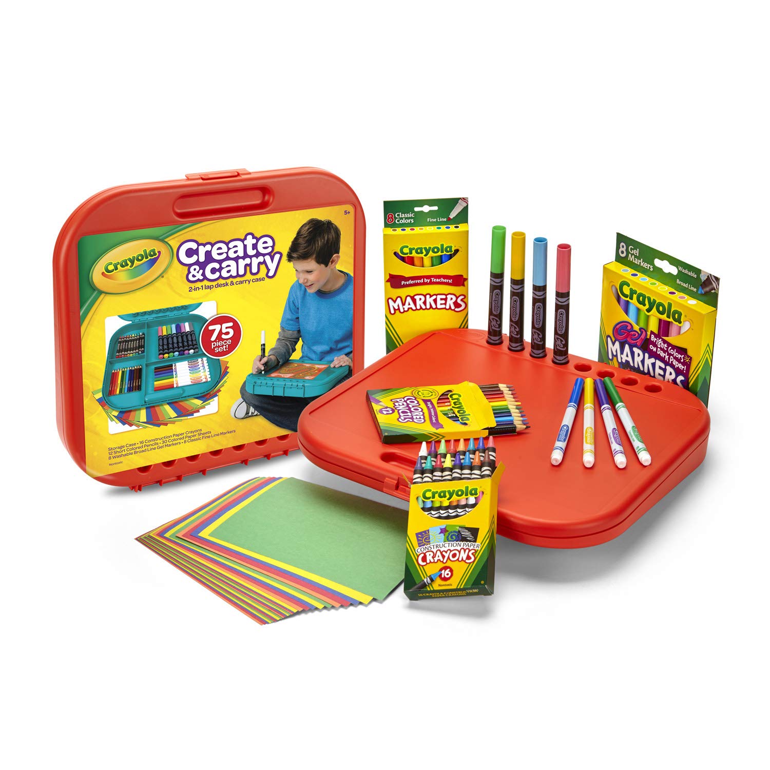 Crayola Create 'N Carry Art Set, 75 Pieces, Art Gift for Kids, Ages 5 & Up