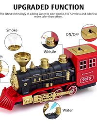 Hot Bee Train Set - Electric Train Toy for Boys Girls w/ Smokes, Lights & Sound, Railway Kits w/ Steam Locomotive Engine, Cargo Cars & Tracks, Christmas Gifts for 3 4 5 6 7 8+ year old Kids
