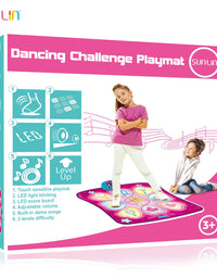 SUNLIN Dance Mat - Dance Mixer Rhythm Step Play Mat - Dance Game Toy Gift for Kids Girls Boys - Dance Pad with LED Lights, Adjustable Volume, Built-in Music, 3 Challenge Levels (35.4"X36.6")
