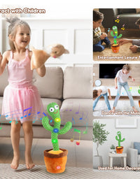 Kids Dancing Cactus Toys for Baby Boys and Girls, Talking Sunny Cactus Toy Electronic Plush Toy Singing, Record & Repeating What You Say with 120 English Songs and LED Lighting for Home Decor
