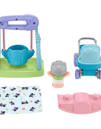 Fisher-Price Little People Swing & Stroll Babies Play Set with Figure and Pretend Outdoor Toys for Toddlers and Preschool Kids
