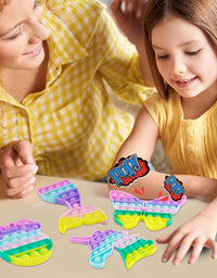 Woplagyreat 4 Pack Pop Popit Poppit Poppet Its Popper Fidget Sensory Popitsfidgets Set Kit Toy Stress Bubble Special Need Gift for Girl Kid Teen Adult Friend ADHD Unicorn Butterfly Mermaid Mouse
