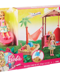 Barbie Chelsea Doll and Tiki Hut Playset with 6-inch Blonde Doll, Hut with Swing, Hammock, Moldable Sand, 4 Molds and 4 Storytelling Pieces, Gift for 3 to 7 Year Olds [Amazon Exclusive]
