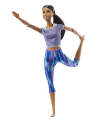 Barbie Made to Move Doll with 22 Flexible Joints & Curly Brunette Ponytail Wearing Athleisure-wear for Kids 3 to 7 Years Old
