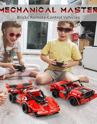 STEM Building Blocks Toys Gifts for Age 6, 7, 8, 9, 10, 11, 12 Boys and Girls, DIY Building Bricks, STEM Engineering Construction RC Toy,Racing Car with Remote Control,2 in 1 Model, 2.4GHz (351pcs)
