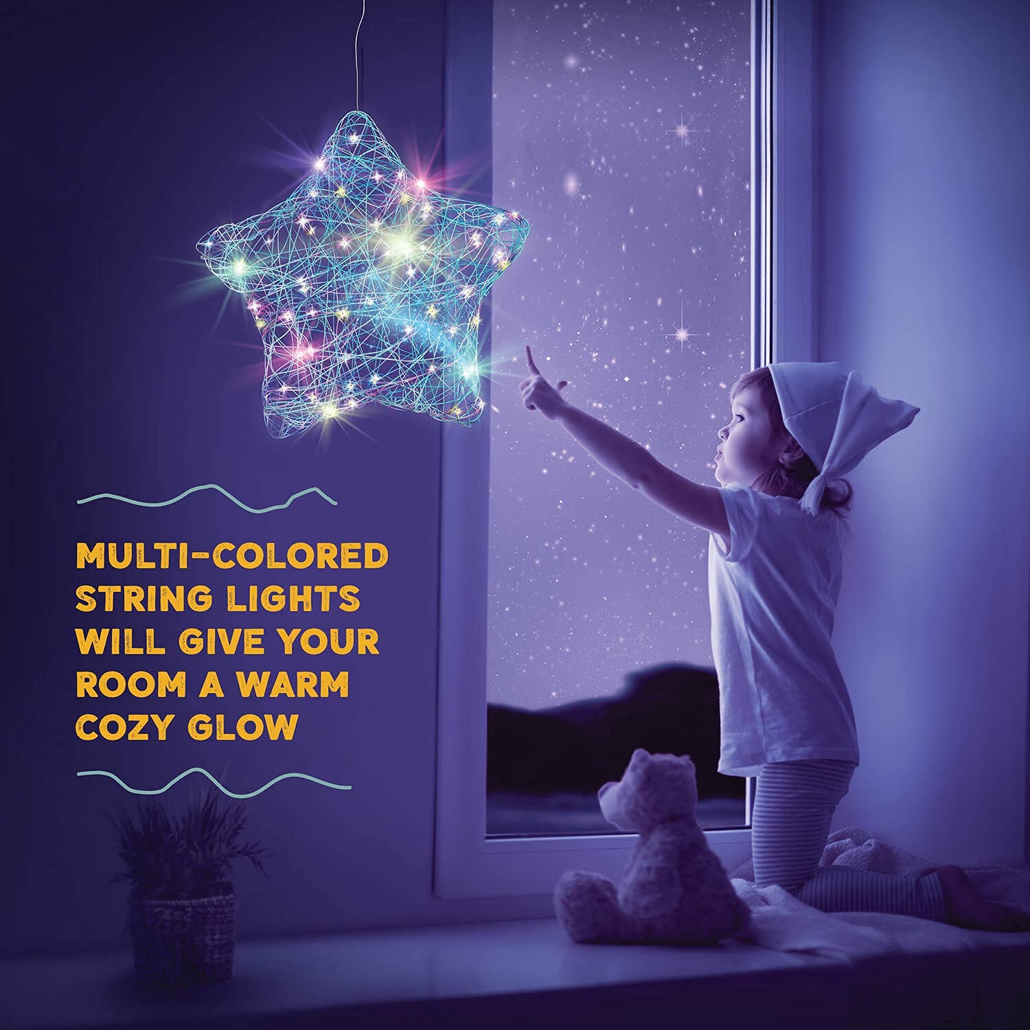 3D String Art Kit for Kids - Makes a Light-Up Star Lantern with 20 Multi-Colored LED Bulbs - Kids Gifts - Crafts for Girls and Boys Ages 8-12 - DIY Arts & Craft Kits for 8, 9, 10, 11, 12 Year Old Girl