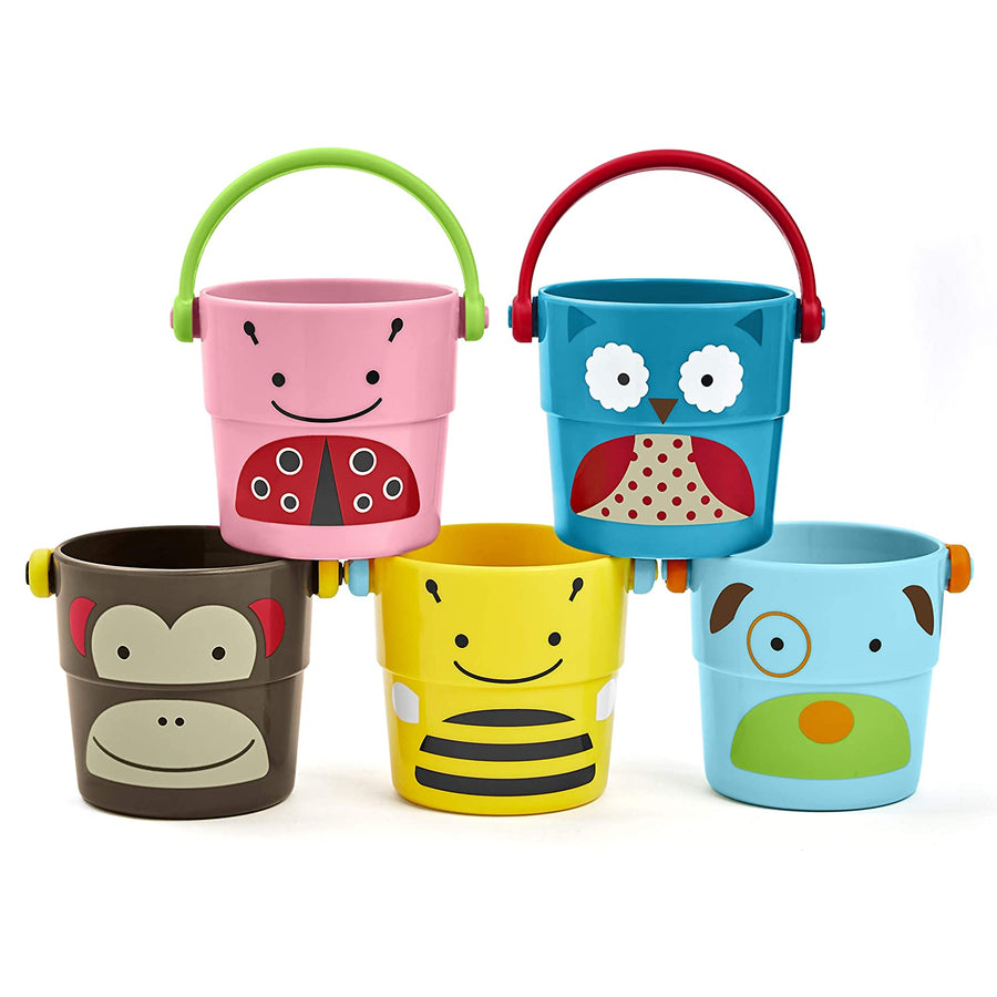 Skip Hop Baby Bath Toy, Zoo Stack & Pour Buckets
