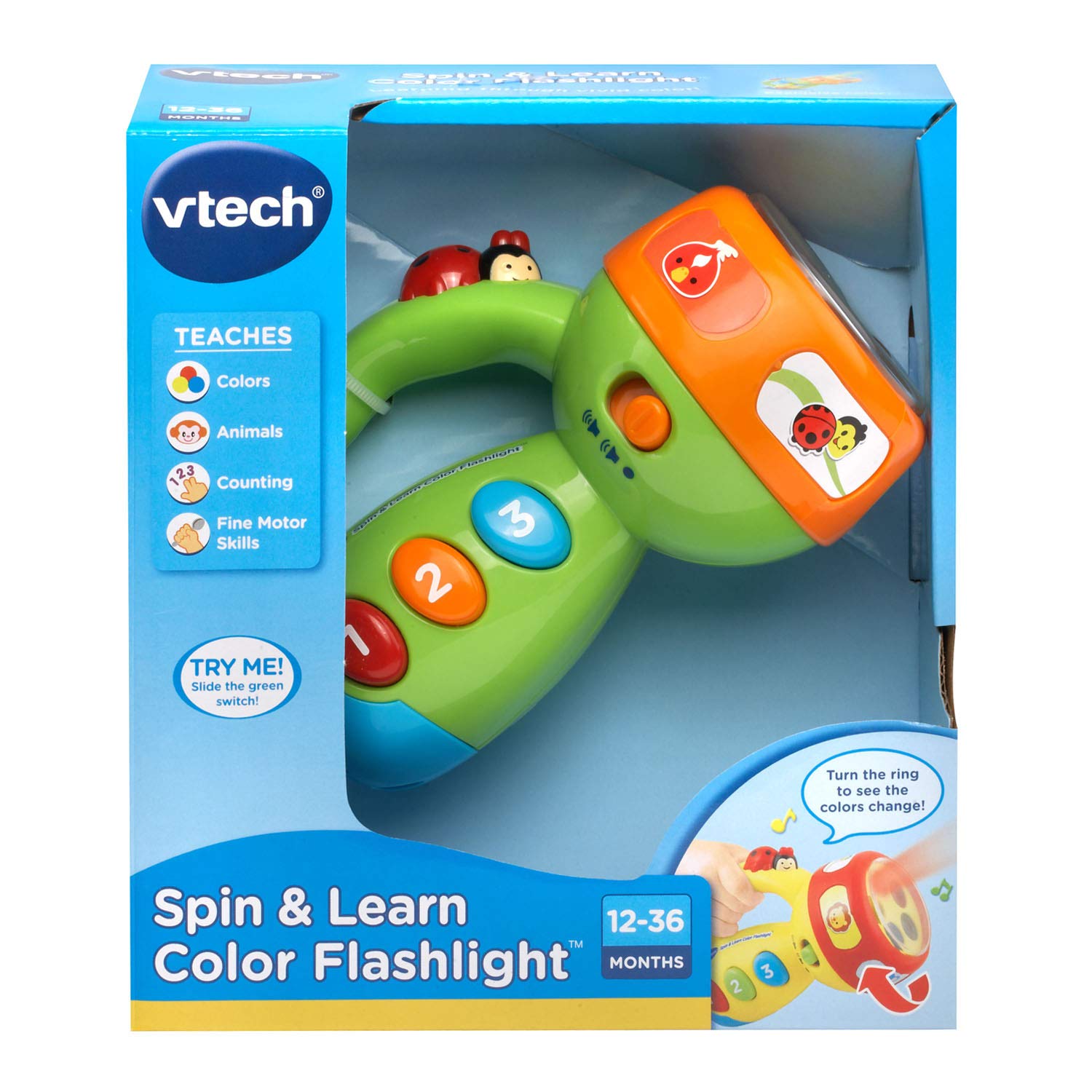 VTech Spin and Learn Color Flashlight Amazon Exclusive, Lime Green