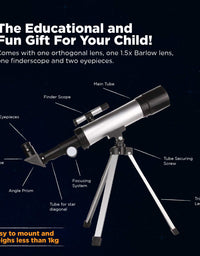 Surefect Nasa Lunar Telescope for Kids Capable of 90x Magnification, Includes 2 Eyepieces - Portable & Easy To Use Lightweight Portable Telescope
