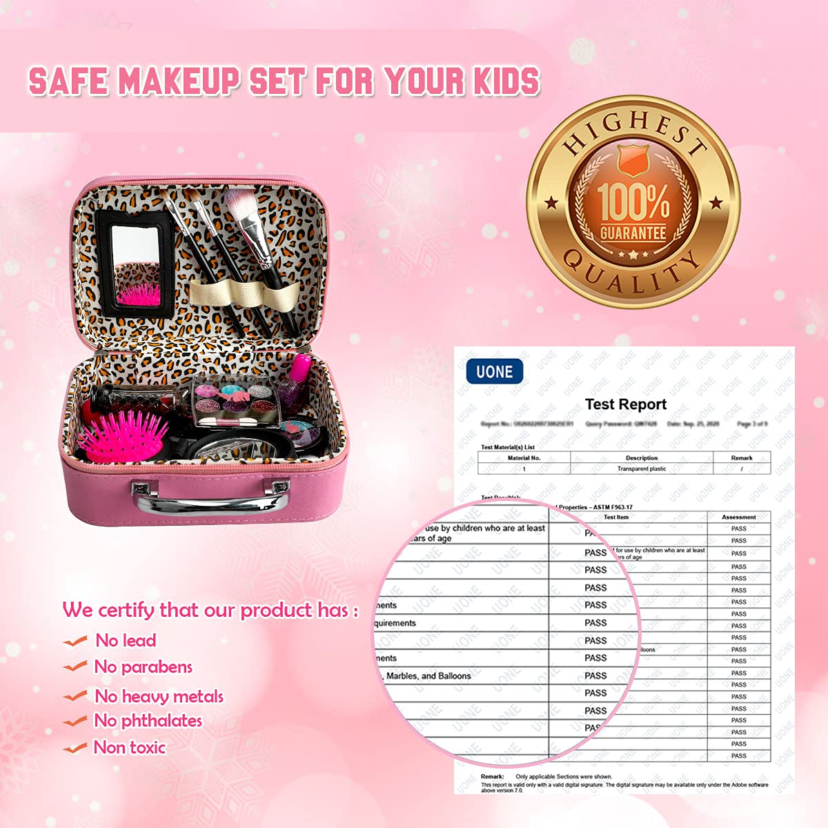 Kids Makeup Kit for Girls, Washable Makeup Kit, Real Play Kids Makeup Set Princess Play Birthday 3 4 5 6 Gift for Little Girls Toys