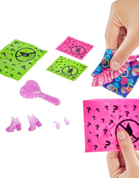 Barbie Color Reveal Doll with 7 Surprises: 4 Bags Contain Skirt, Shoes, Earrings & Brush; Water Reveals Confetti-Print; Doll’s Look & Color Change on Hair & Face; Party Series

