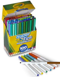 Crayola Super Tips Marker Set, Washable Markers, Assorted Colors, Art Set for Kids, 100 Count
