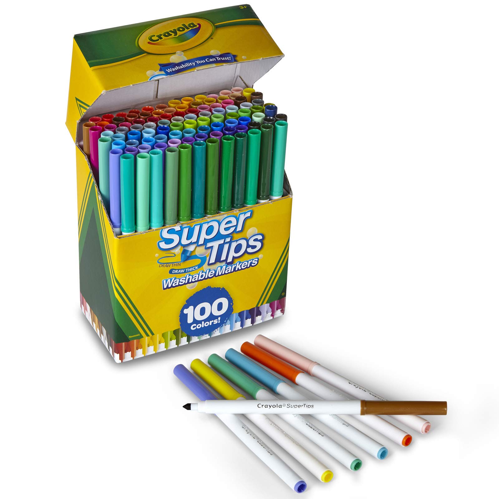 Crayola Super Tips Marker Set, Washable Markers, Assorted Colors, Art Set for Kids, 100 Count