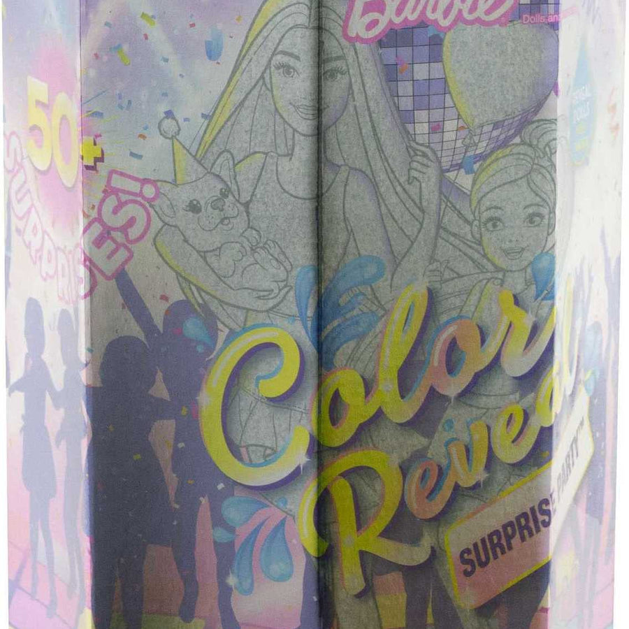 Barbie Color Reveal Surprise Party Set with 50+ Surprises: 1 Doll, 1 Chelsea Doll, 2 Pets, 6 Color-Change Activations, Accessories & More, Dance Party-Themed Set, Gift for Kids 3 Years Old & Up