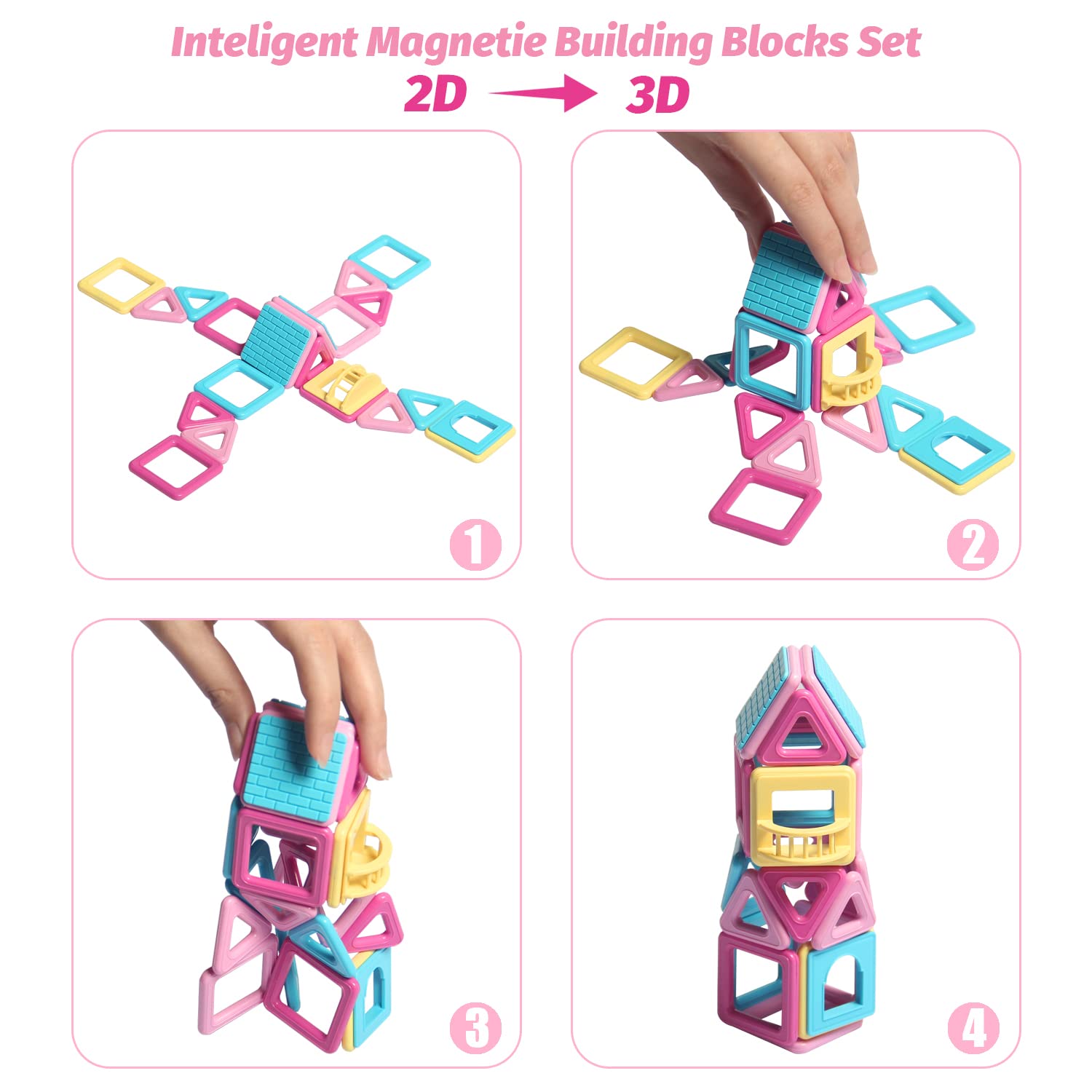 Magnetic Tiles for 3 4 5 6 7 8+ Year Old Boys Girls Magnetic Blocks Building Set for Kids Ages 3-6, Creativity and Educational Construction Toys for Toddlers 3-5 Christmas Birthday Gifts Toys-117PCS
