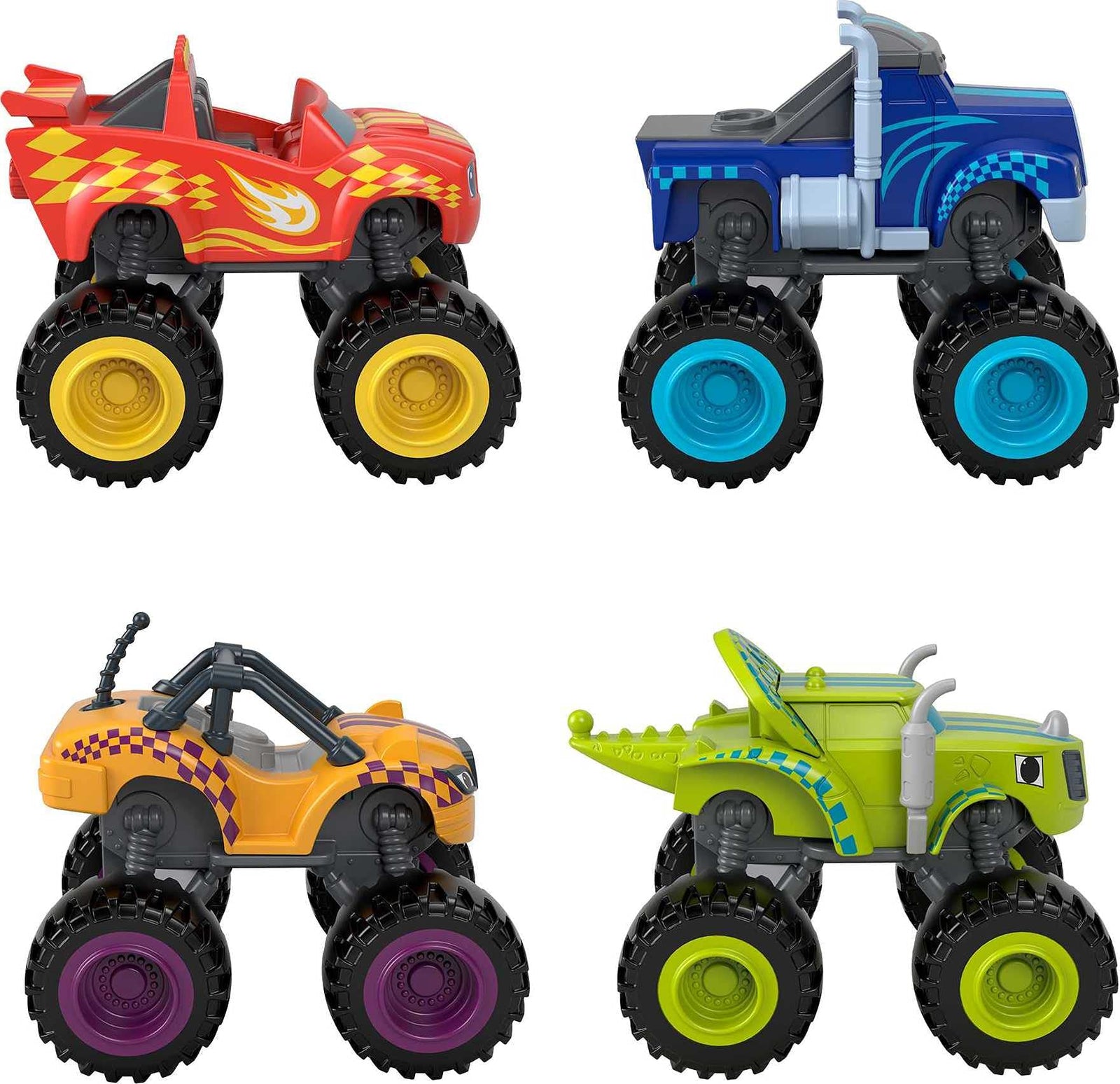 Fisher-Price Blaze and The Monster Machines Racers 4 Pack, Set of Die-Cast Metal Push-Along Vehicles for Preschool Kids Ages 3 Years and Older
