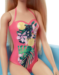 Barbie Doll, 11.5-Inch Blonde, and Pool Playset with Slide and Accessories, Gift for 3 to 7 Year Olds
