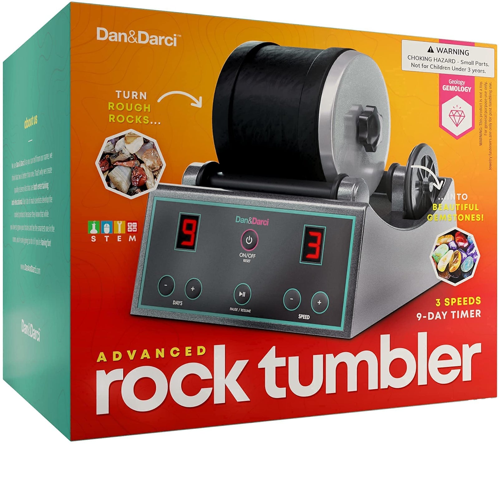 Advanced Professional Rock Tumbler Kit - with Digital 9-day Polishing timer & 3 speed settings - Turn Rough Rocks into Beautiful Gems : Great Science & STEM Gift for Kids all ages : Geology Toy