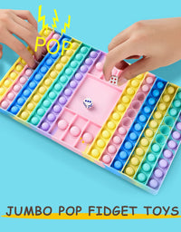 Big Size Pop Game Fidget Toy, Silicone Bubble Rainbow Chess Board Push Popping Sound Popper Sensory Toys for Parent Child, Interactive Jumbo Stress Anxiety Relief Toy Play with Friends (Rectangle)
