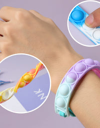 15 Pcs Multiplecolor Wristband Push Pop Bubble Sensory Fidget Silicone Bracelet Toy, Stress Relief Wristband Fidget Toys for Kids and Adults Anxiety Relief ADHD Autism Decompression

