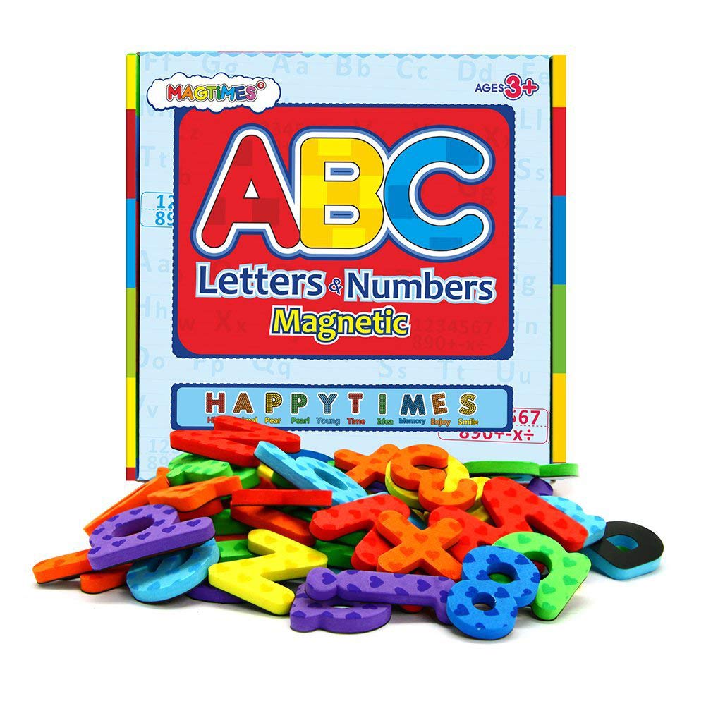 MAGTiMES Magnetic Letters and Numbers for Educating Kids in Fun -Educational Alphabet Refrigerator Magnets -112 Pieces (Letters and Numbers)