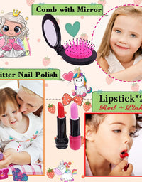 Kids Washable Makeup Girls Toys - Real Make Up Set Washable Make up Kit for Toddler Kids Girl Children Princess Pretend Play Christmas Birthday Gift Toys for Girl Aged 3 4 5 6
