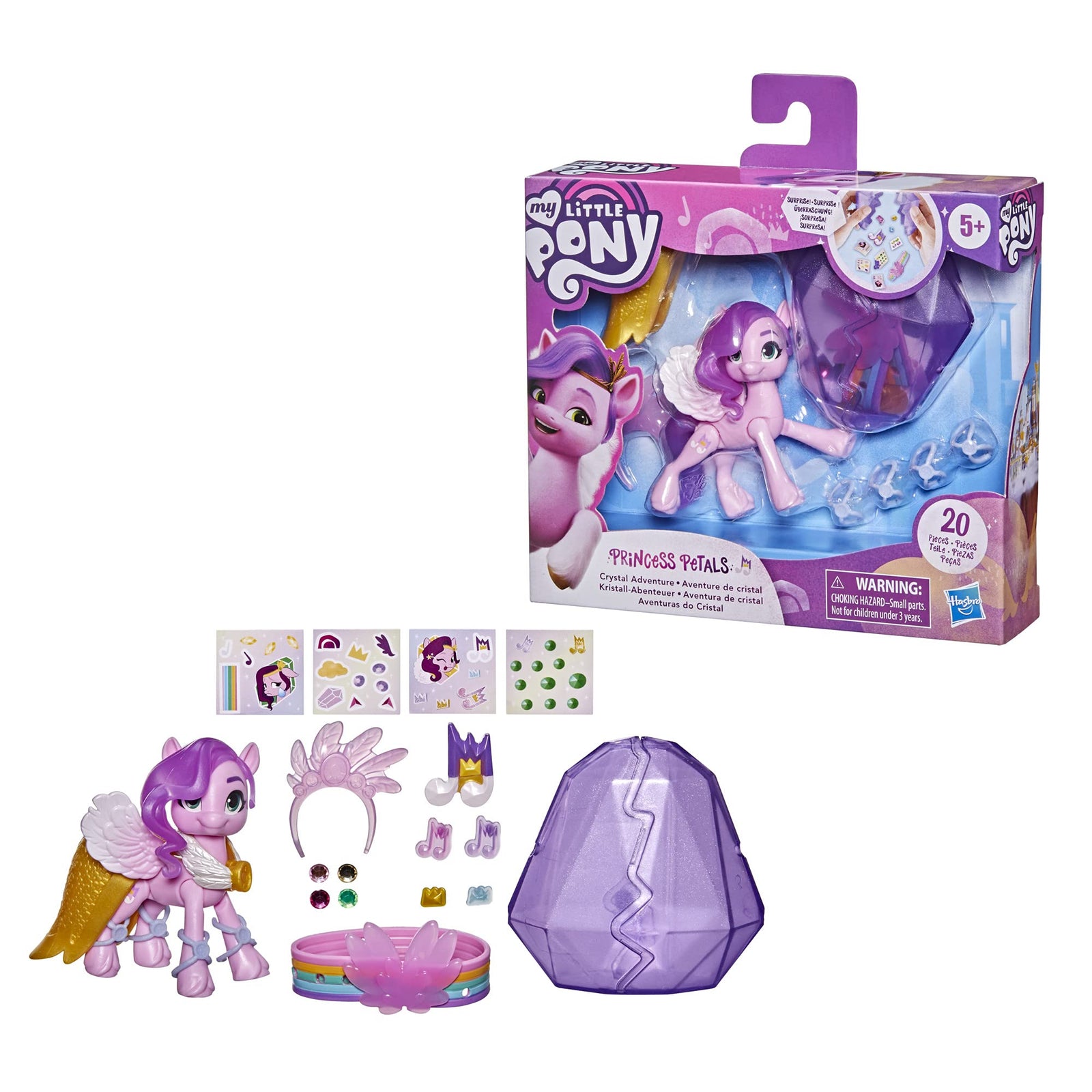 My Little Pony: A New Generation Movie Crystal Adventure Princess Pipp Petals - 3-Inch Pink Pony Toy, Surprise Accessories, Friendship Bracelet