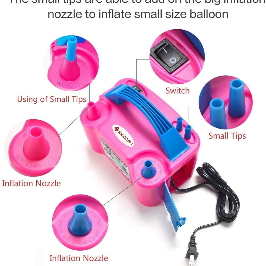 IDAODAN Portable Dual Nozzle Rose Red 110V 600W Electric Balloon Blower Pump/Electric Balloon Inflator For Decoration