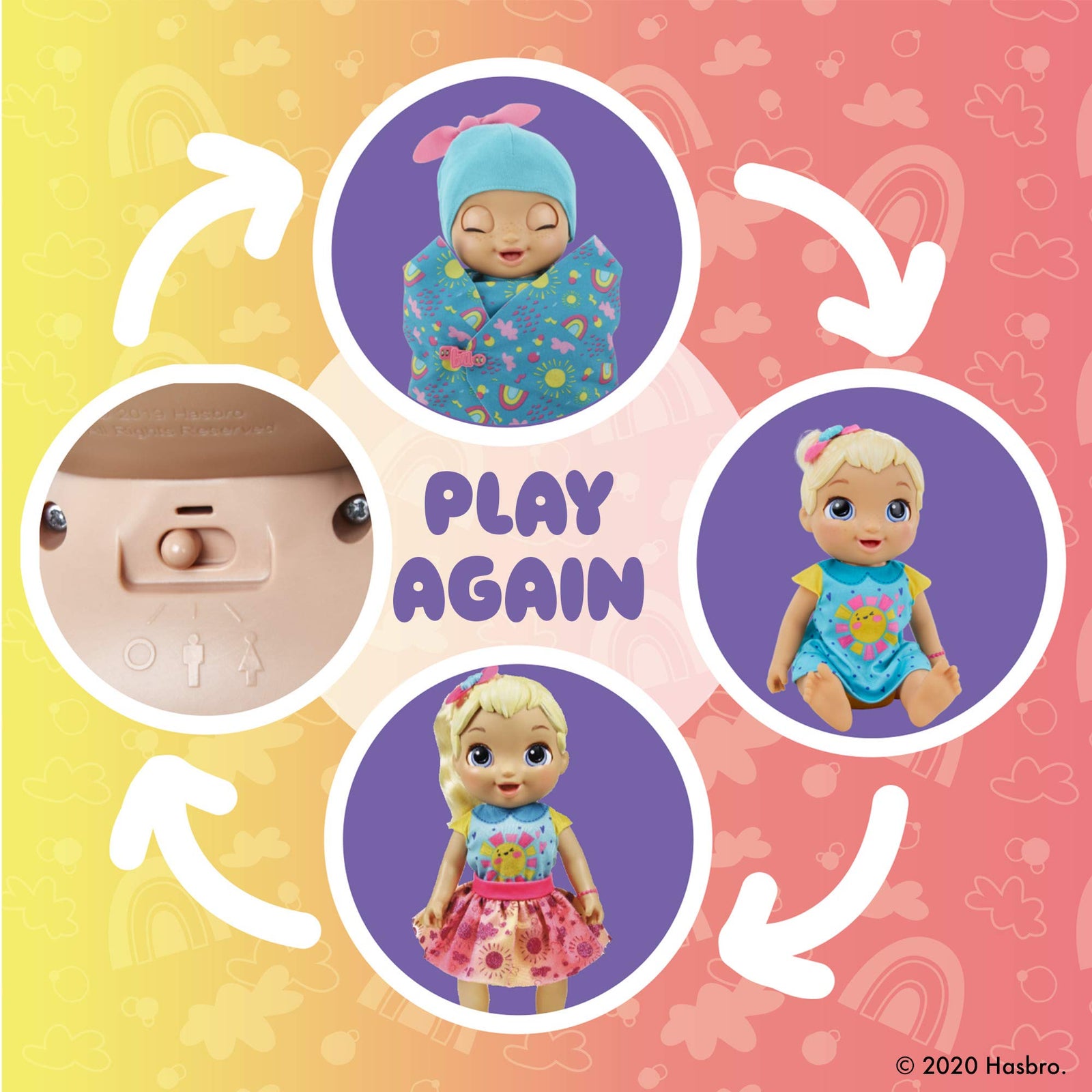 Baby Alive Baby Grows Up (Happy) - Happy Hope or Merry Meadow, Growing and Talking Baby Doll, Toy with 1 Surprise Doll and 8 Accessories