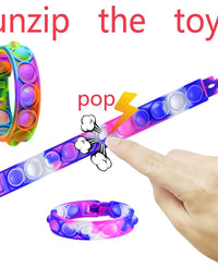 Zxhtwo 16 Pcs Pop Fidget Toy Fidget Bracelet, Wearable Push Poping Bubble Sensory Toys Stress Relief Finger Press Silicone Wristband for Kids and Adults ADHD ADD Autism Anxiety
