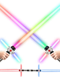 USA Toyz Galaxy Light Up Saber for Kids or Adults - 2-in-1 LED Dual Light Swords Set with FX Sound, 6 Color-Changing LEDs, Motion Sensitive, Retractable, Expandable Light Saber Double-Sided Connector
